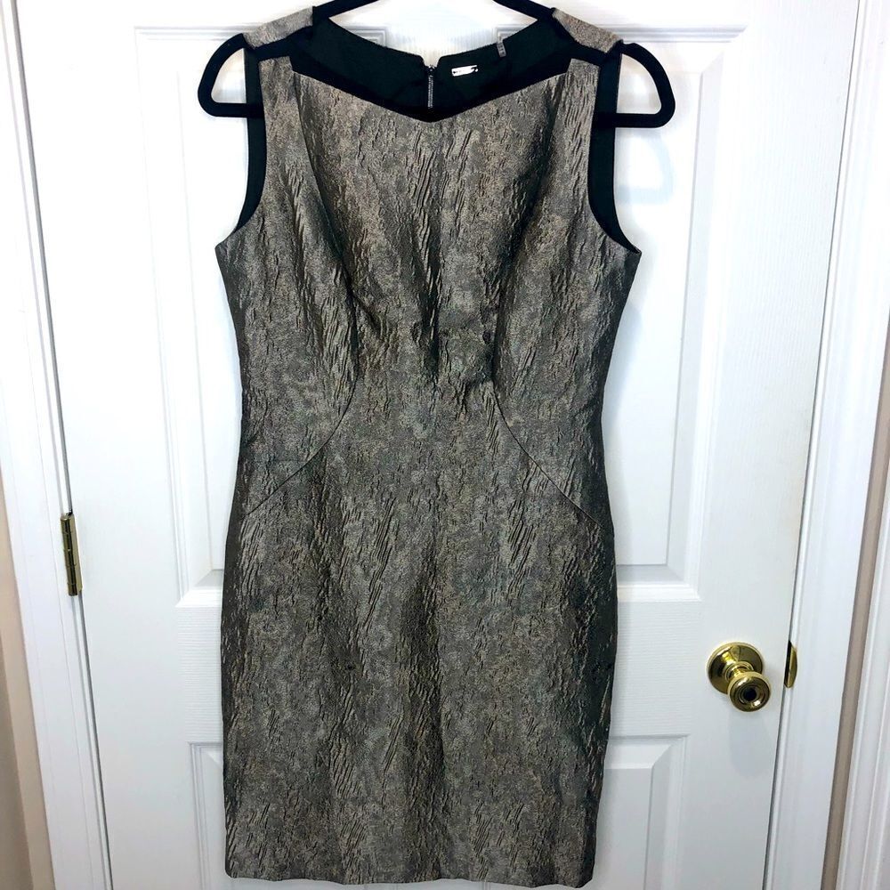 NWT Elie Tahari sleeveless sheath silver midi dress, size 6 - Picture 1 of 14